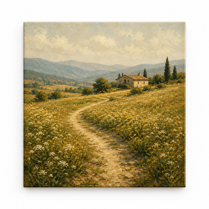 Vintage Countryside Landscape Gallery Wrapped Canvas Wall Art