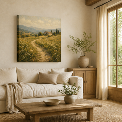 Vintage Countryside Landscape Gallery Wrapped Canvas Wall Art