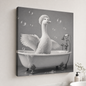 Funny Bathroom Animals Black & White Gallery Wrapped Canvas Wall Art