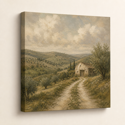 Vintage Countryside Landscape Gallery Wrapped Canvas Wall Art