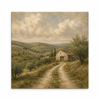 Vintage Countryside Landscape Gallery Wrapped Canvas Wall Art
