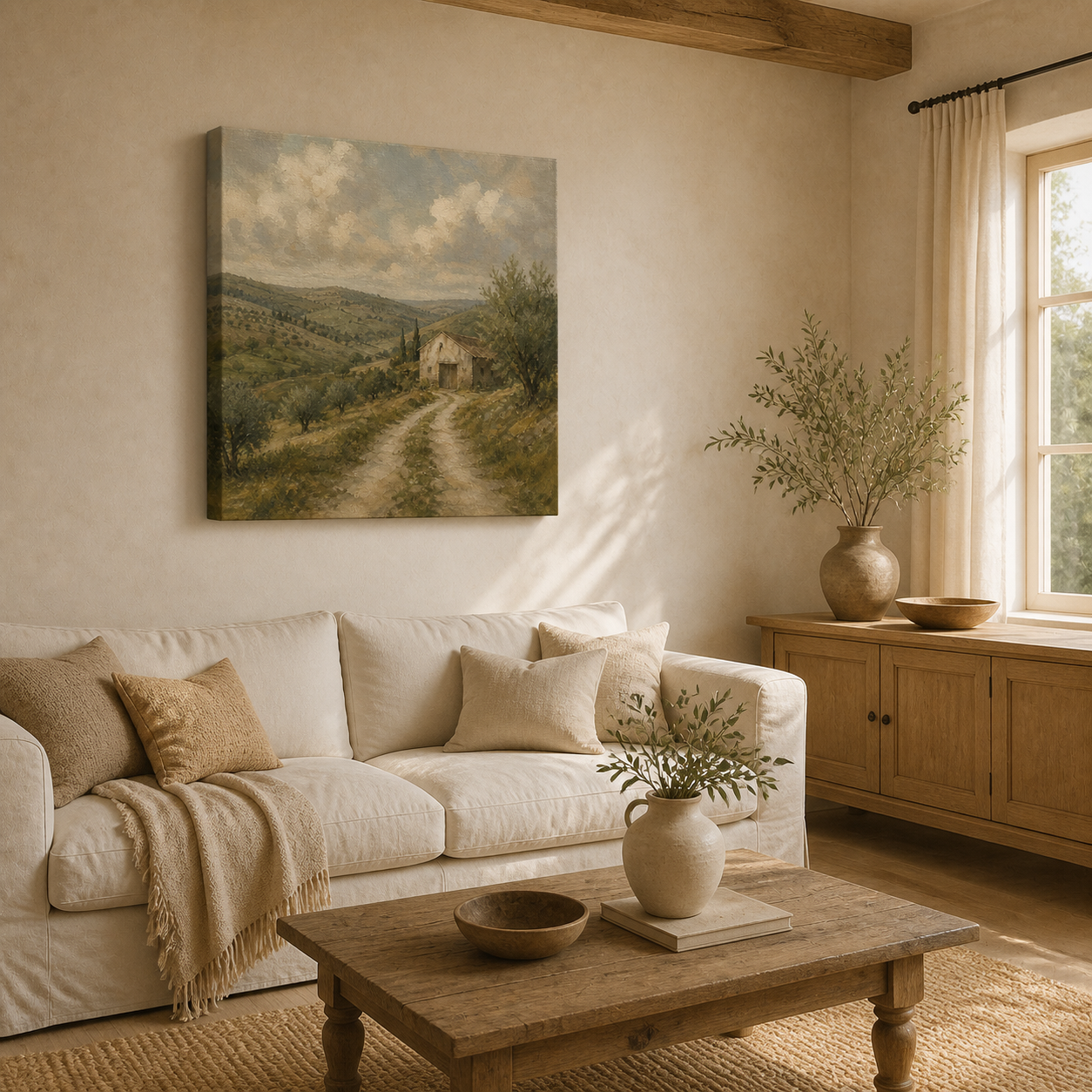 Vintage Countryside Landscape Gallery Wrapped Canvas Wall Art