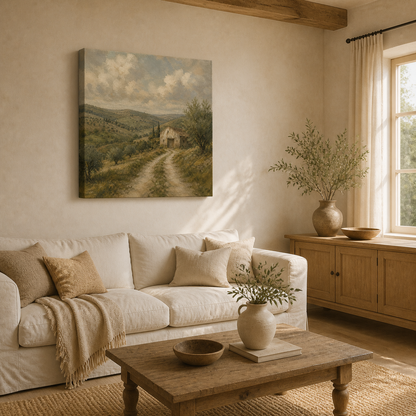 Vintage Countryside Landscape Gallery Wrapped Canvas Wall Art