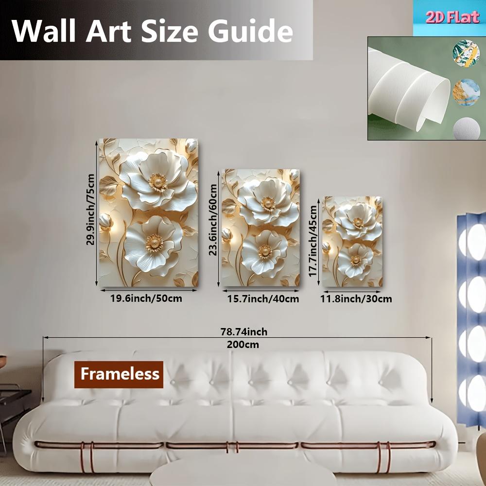White and Gold Floral Canvas Wall Art