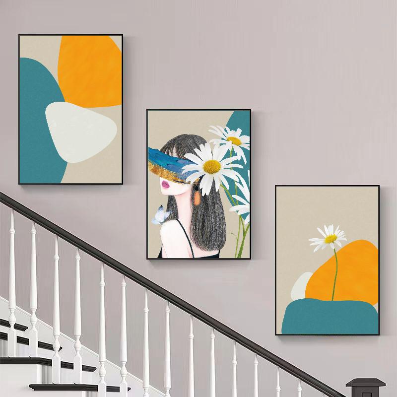 Nordic minimalist staircase wall art set - Design A