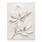 White textured floral canvas wall art - Ivory Magnolia front view