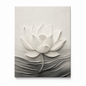 White textured floral canvas wall art - Zen Lotus front view